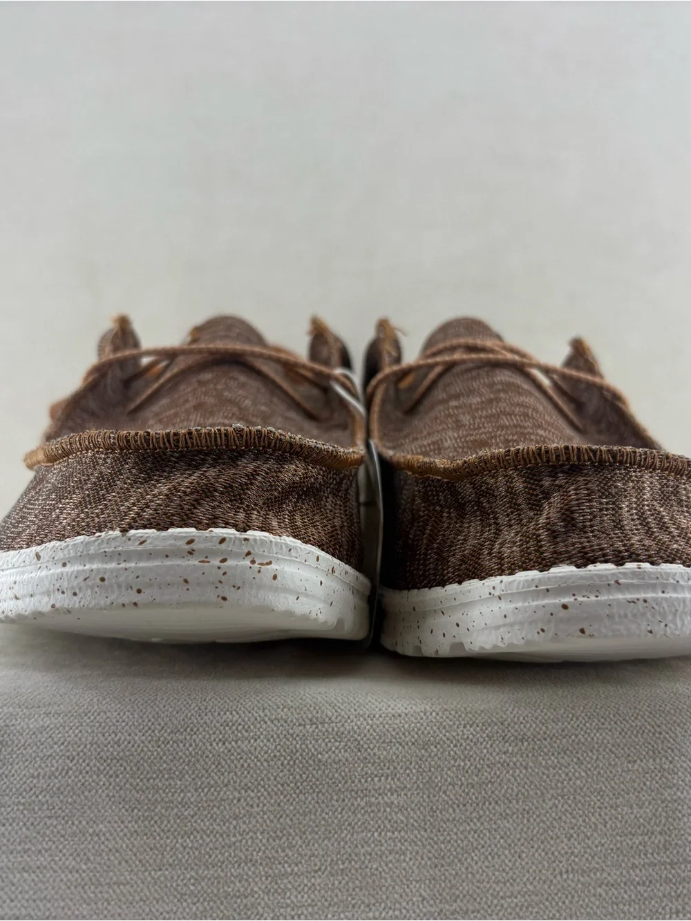 Hey Dude Brown heather mens Knit Slip-On Loafers size 13 NEW